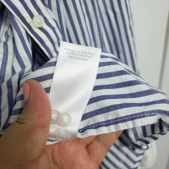EVERLANE White Collar Striped Button-Up Shirt - Picture 7 of 7